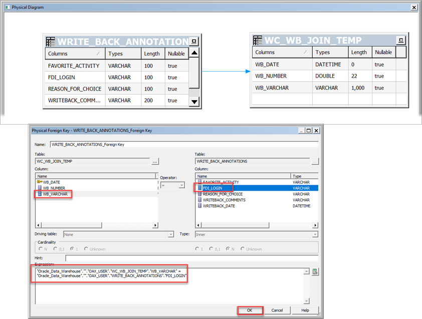 Add joins to the write back table