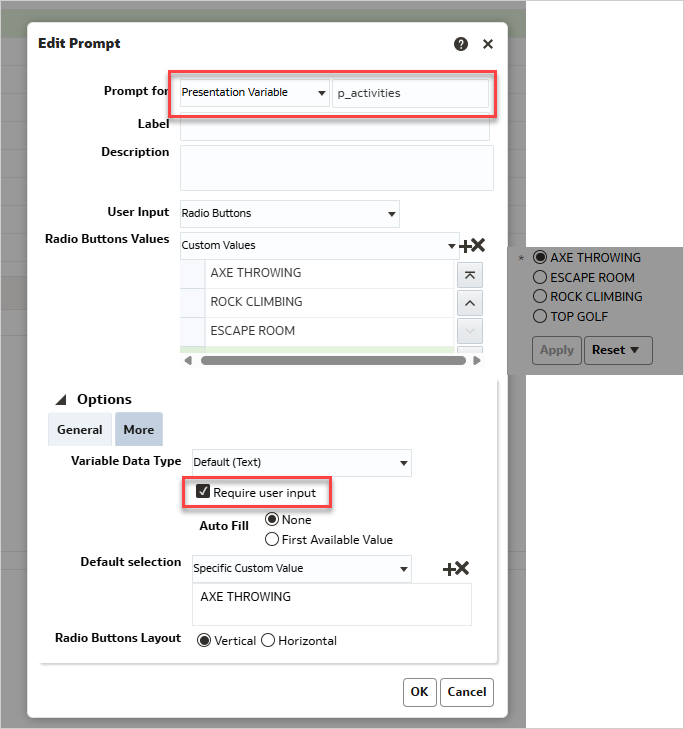 Create a dashboard prompt