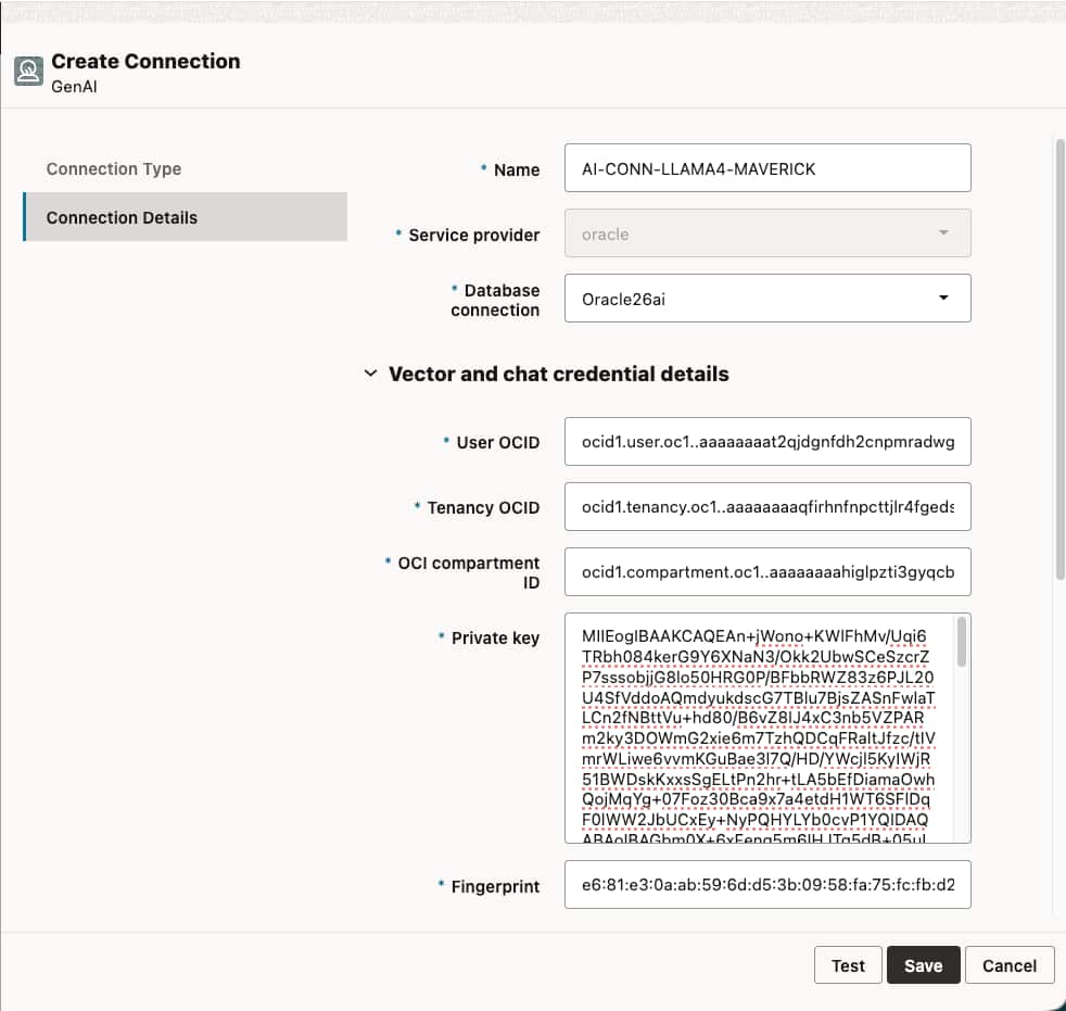 Essbase AI Query - AI Connection