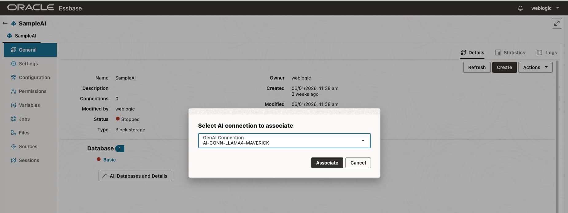 Associate AI Connection with Application
