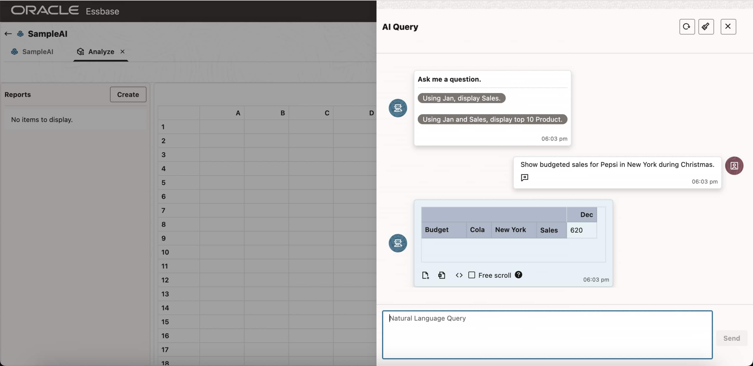 AI Query Panel with NLQ