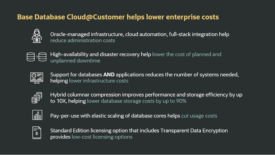 Base Database Cloud@Customer helps reduce customer costs