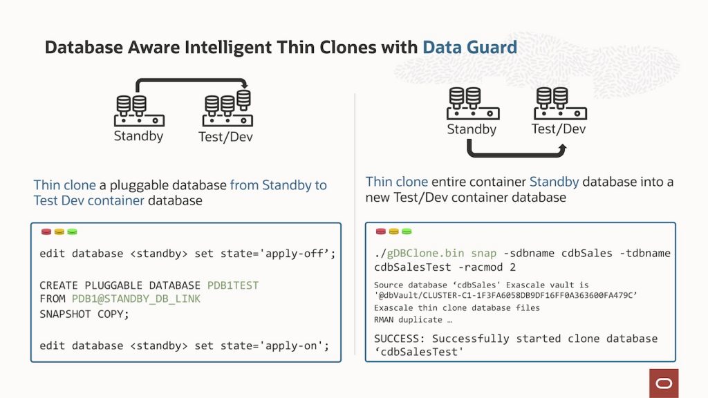 Exadata Exascale thin clones from Data Guard standby database