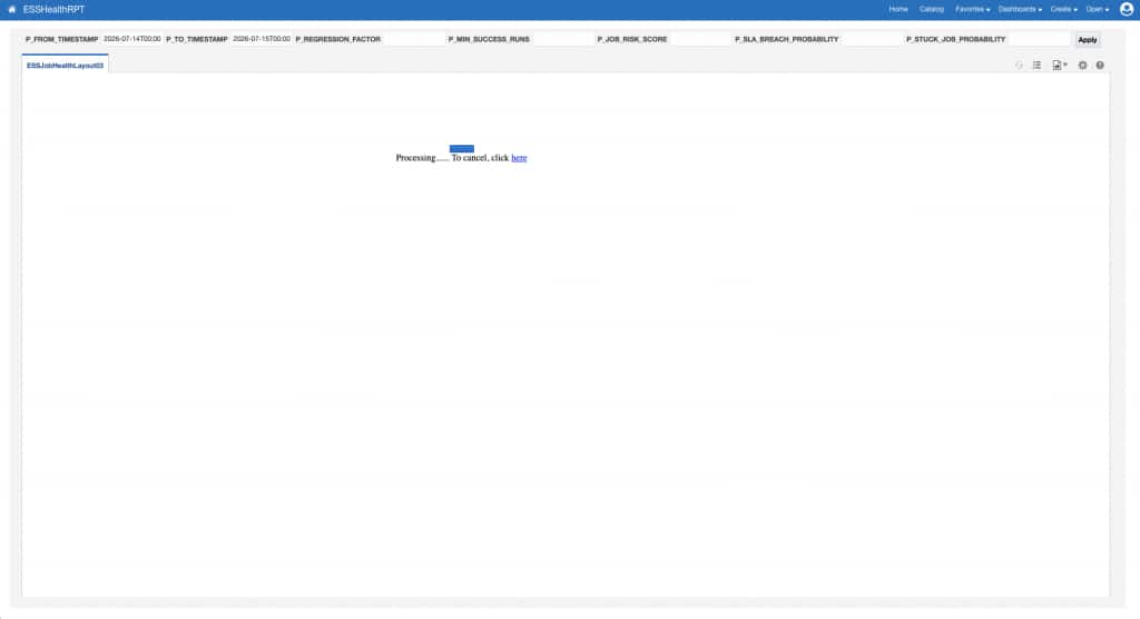 Figure 5: Run ESSHealthRPT with a bounded time range to validate the catalog installation