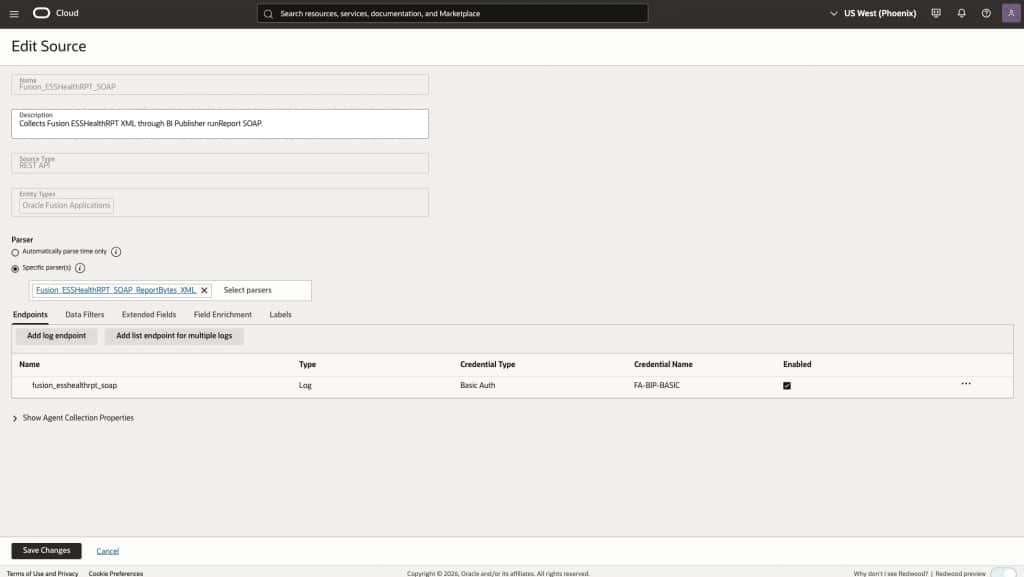 Figure 7: Verify the imported REST API source, SOAP wrapper parser, and endpoint configuration