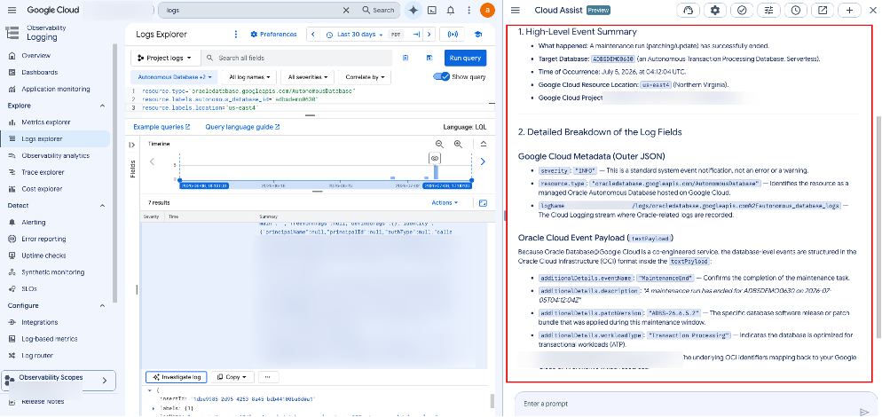 GCP Logs Explorer - 2