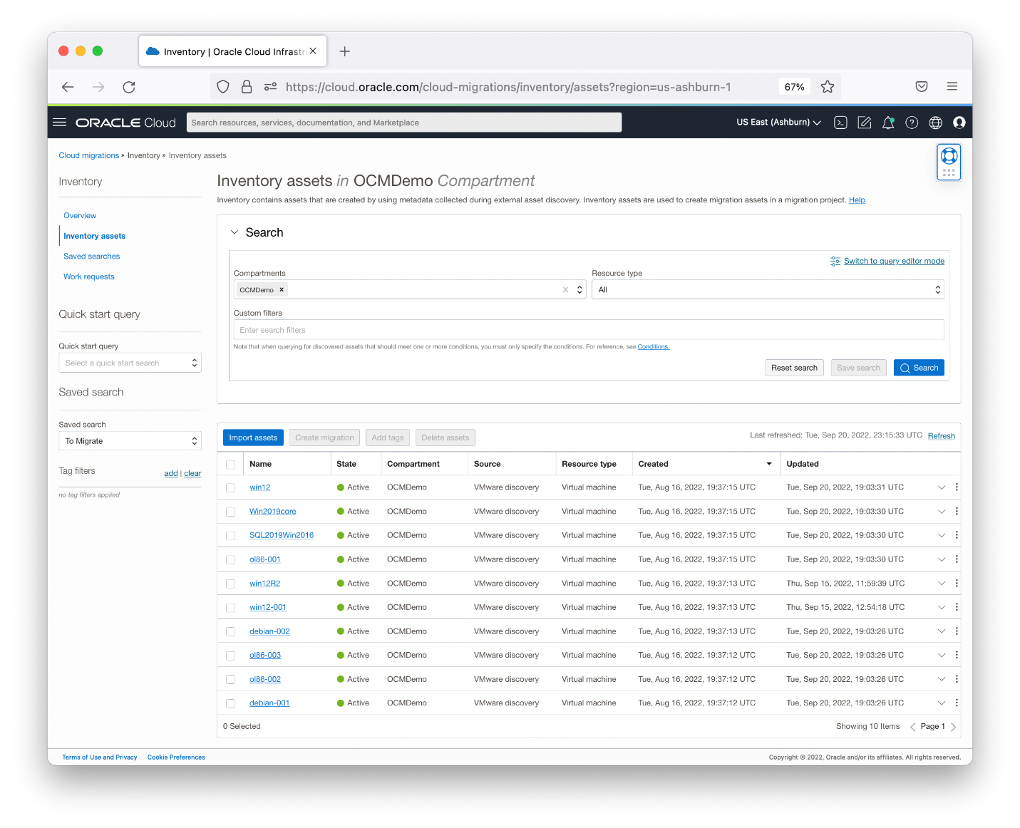 A screenshout of the source environment shoiwng the information and remote connections agents.