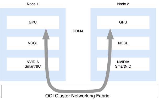 A graphic depicting OCI cluster networking fabric.