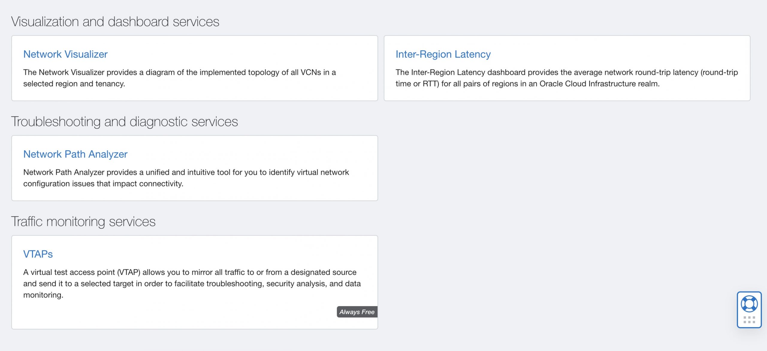 A screenshot of the Network Command Center cards.