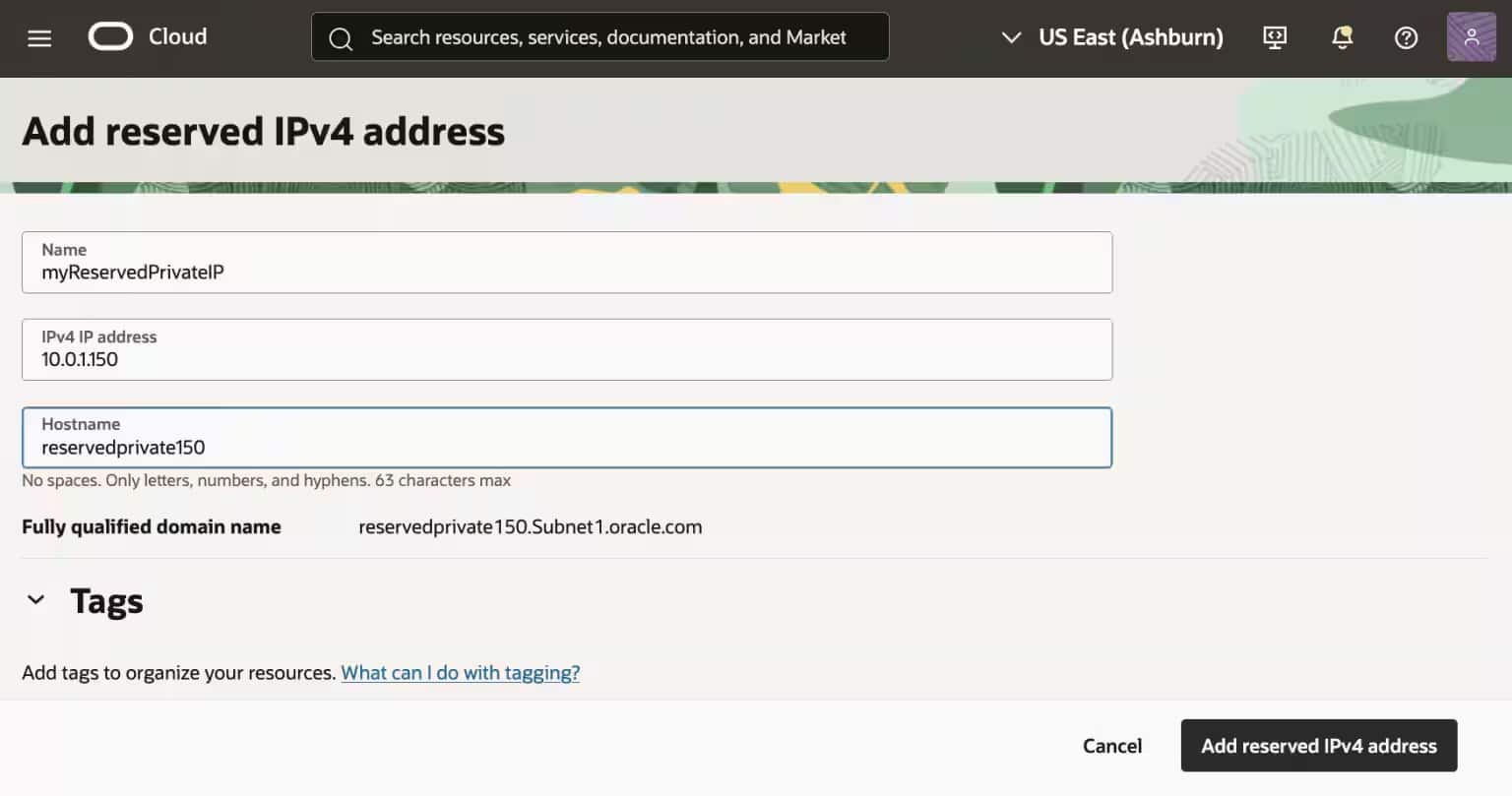 Creating an existing ephemeral private IP 2