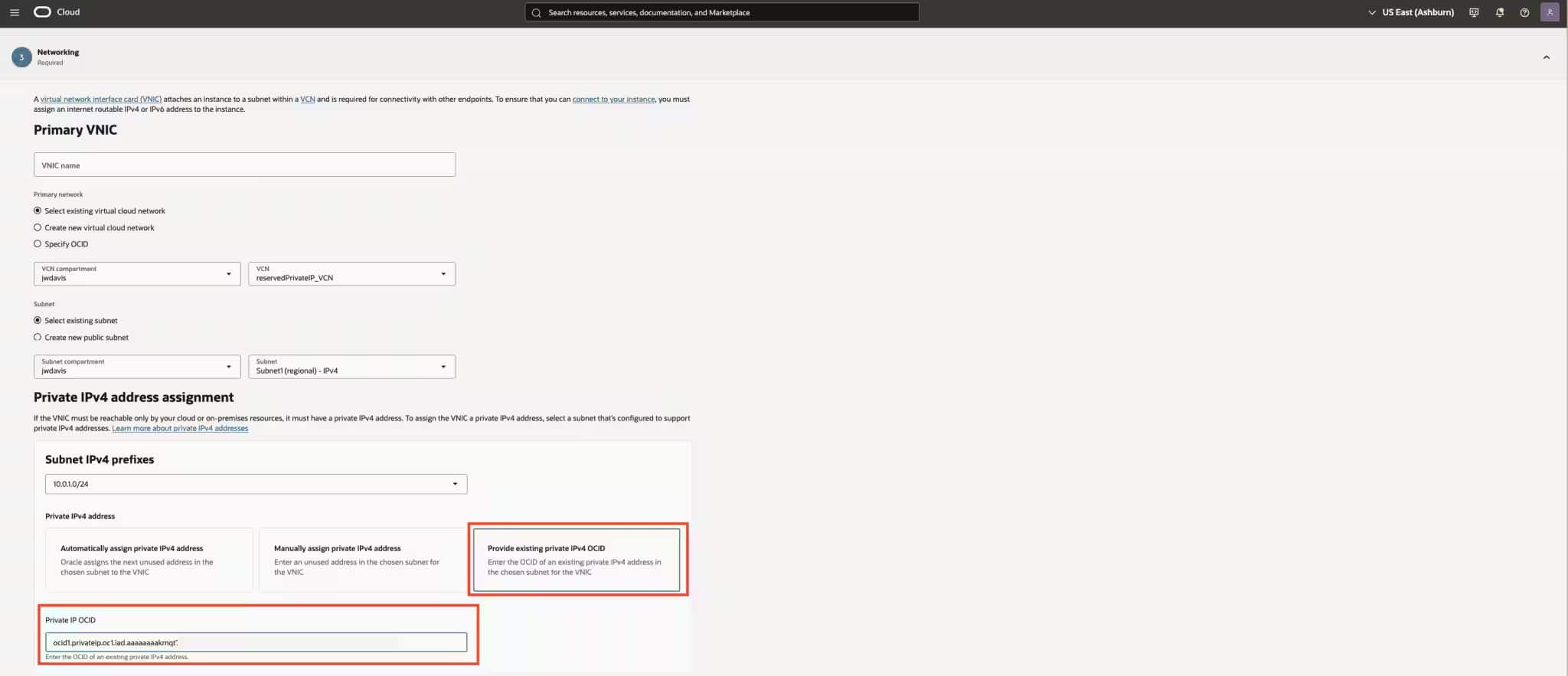 Compute Launch with reserved private IP