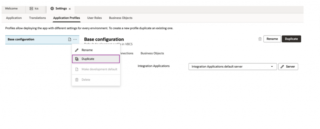 Duplicate Application Profile
