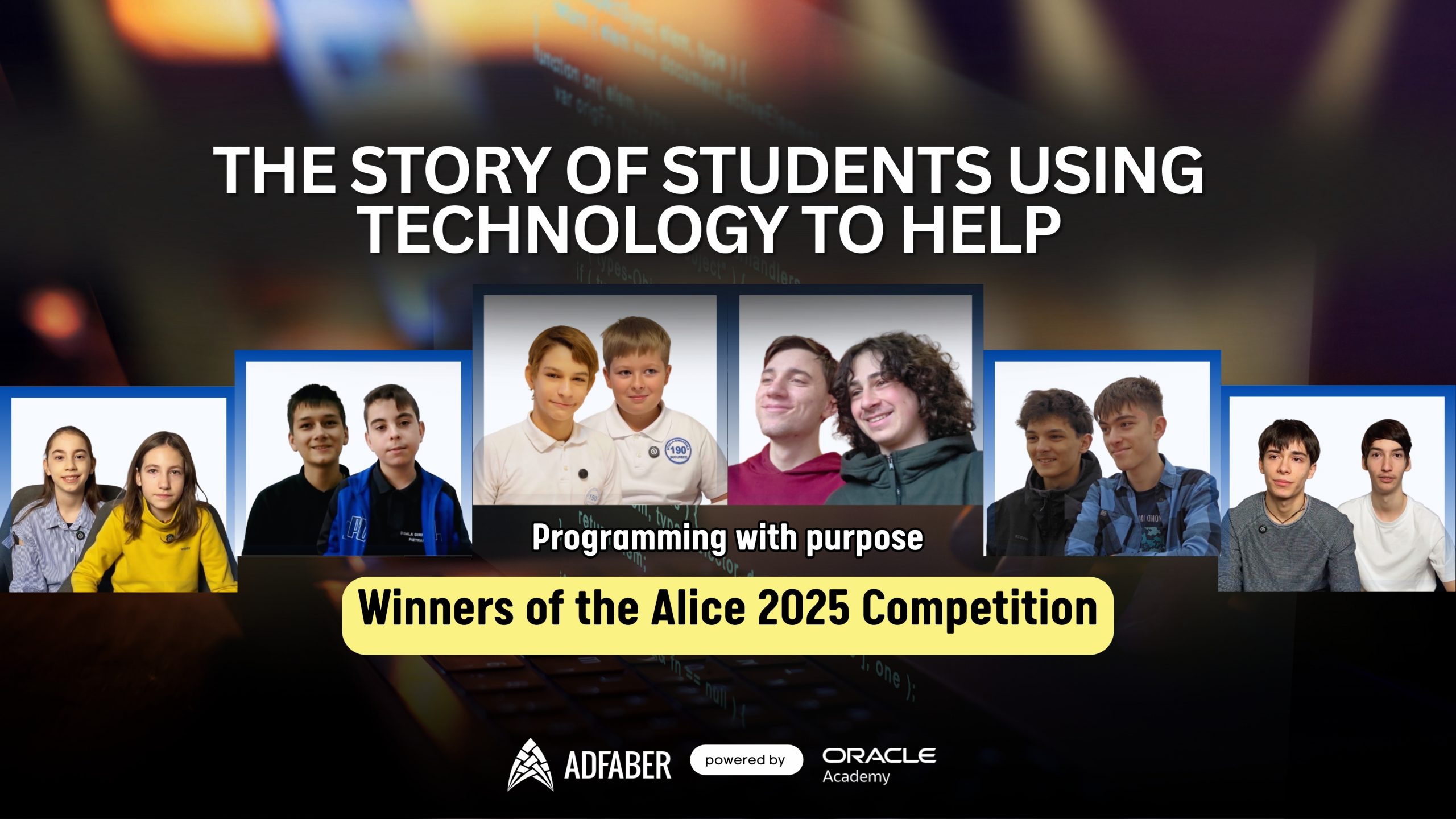 We congratulate the middle and high school student winners of the national “Learn to Code with Alice” competition in Romania