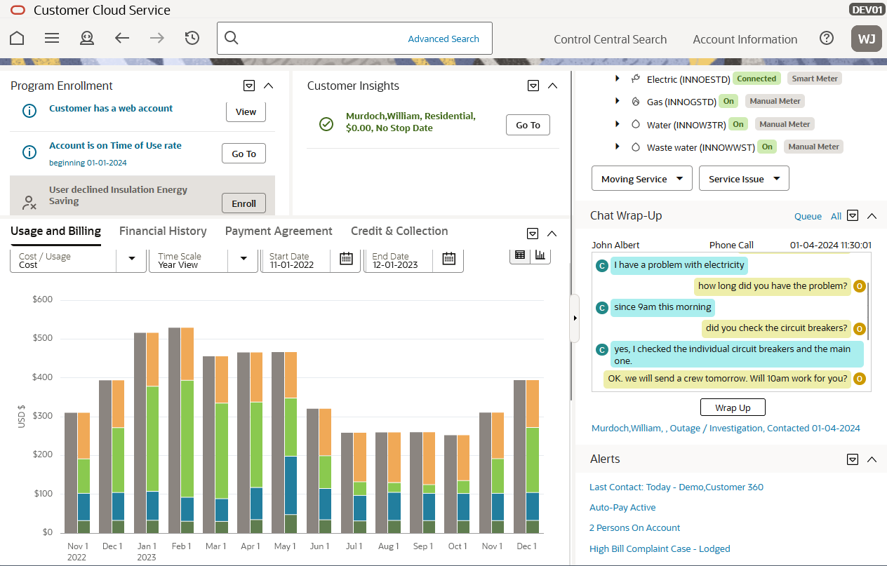 An overview of the Customer 360 portal, showing the Chat Wrap-Up panel.