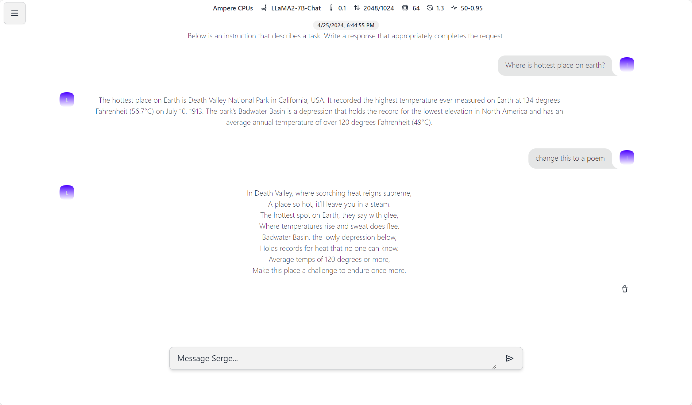 Chat Interface with Serge AI