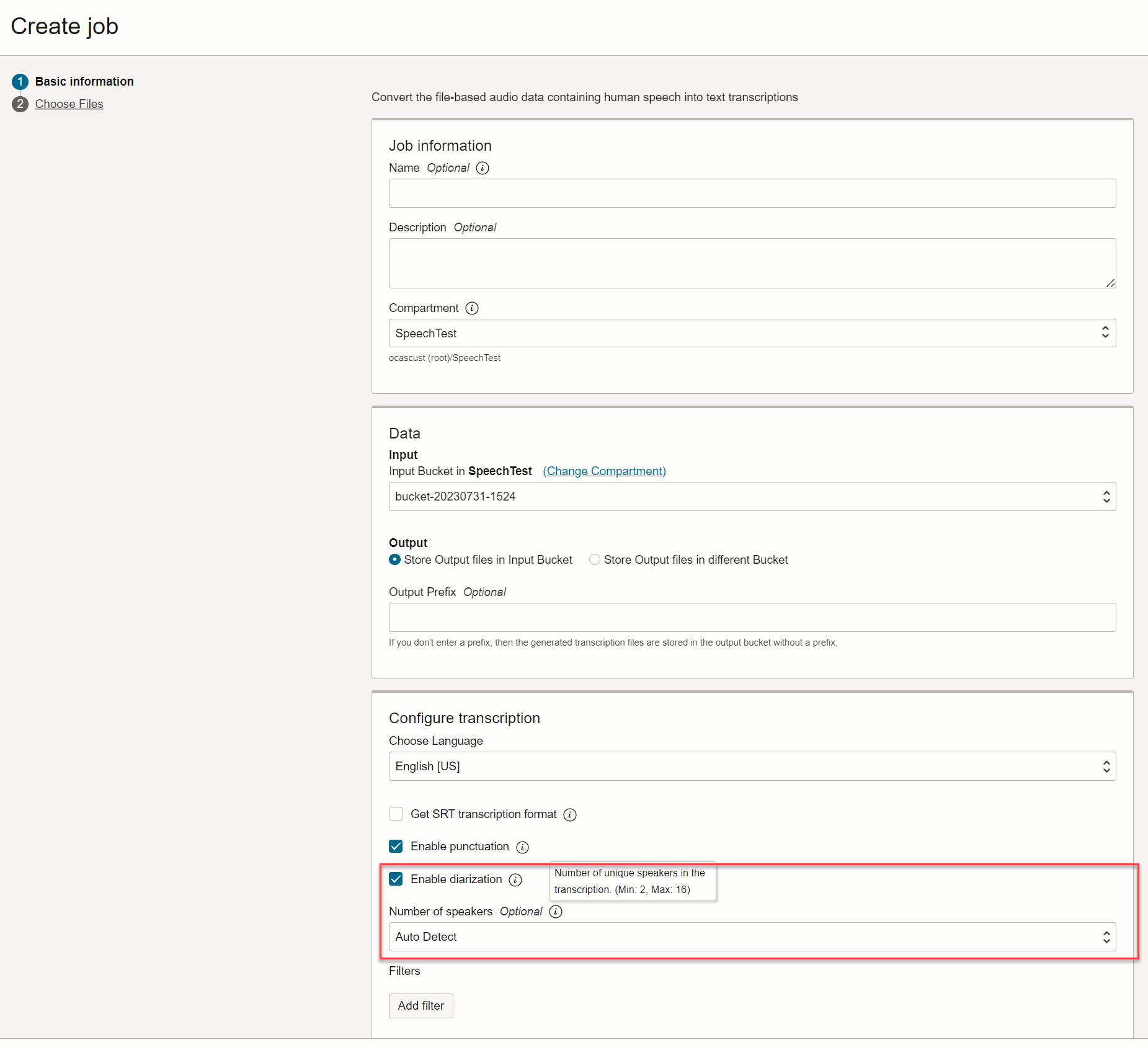 A screenshot of the diarization tool