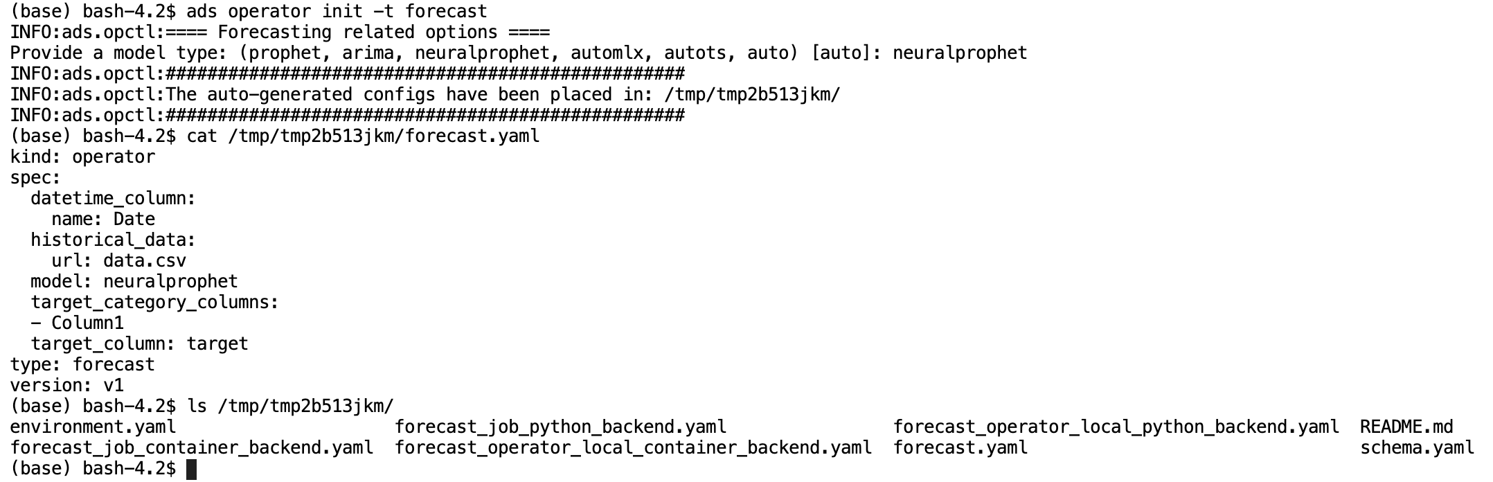 Forecasting Operator Init