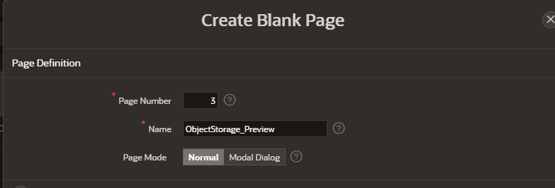 A screenshot of the Create Blank Page screen.