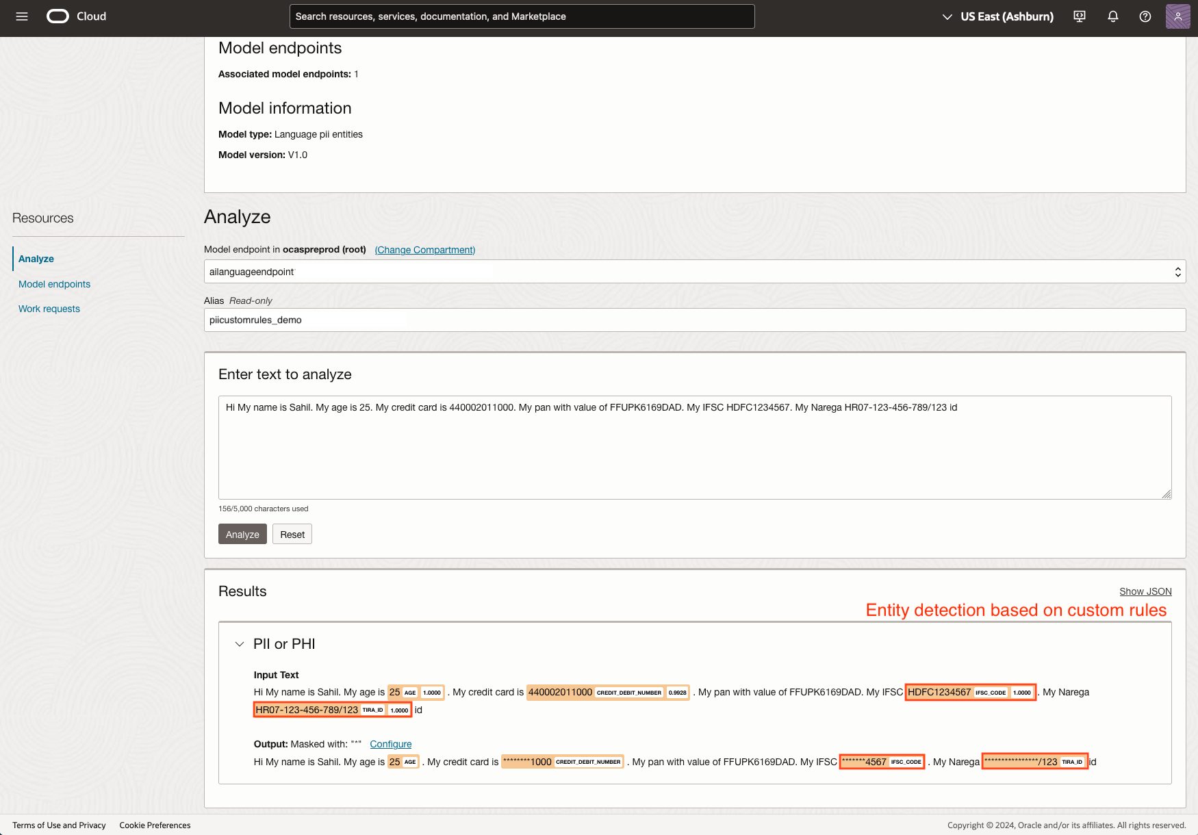 Figure 1: Custom PII detection rules