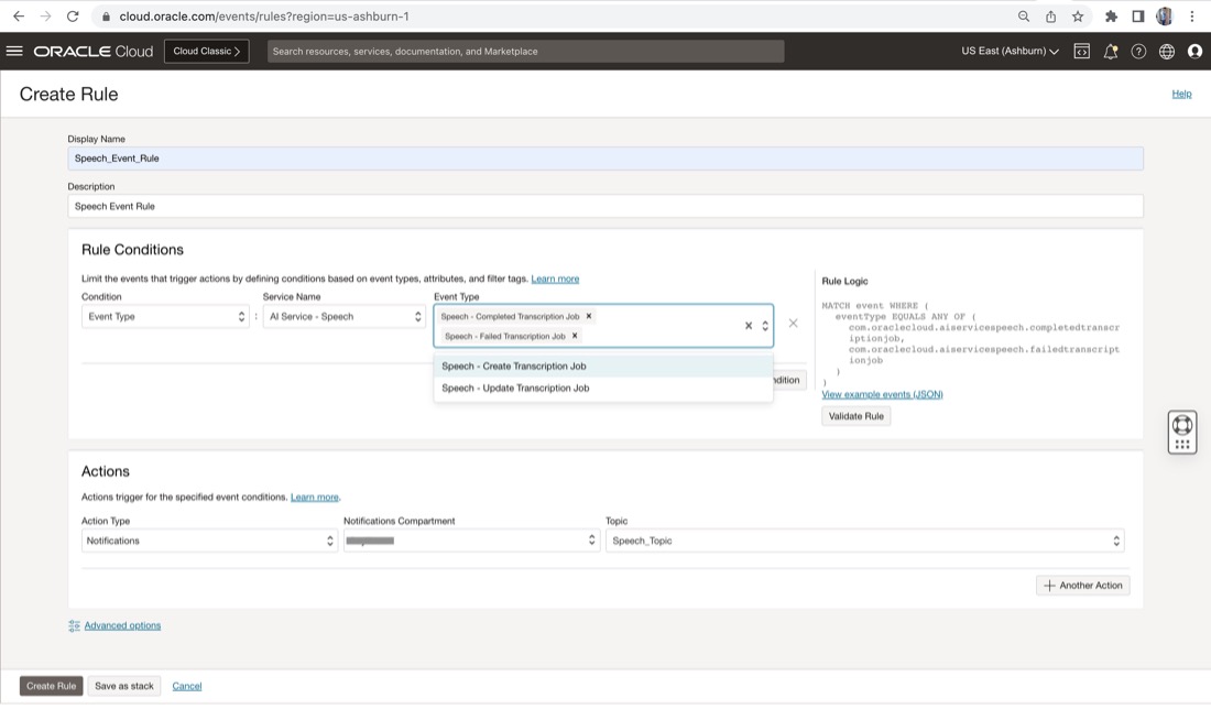 A screenshot of the Create Rule pafe showing detail fields filled in.