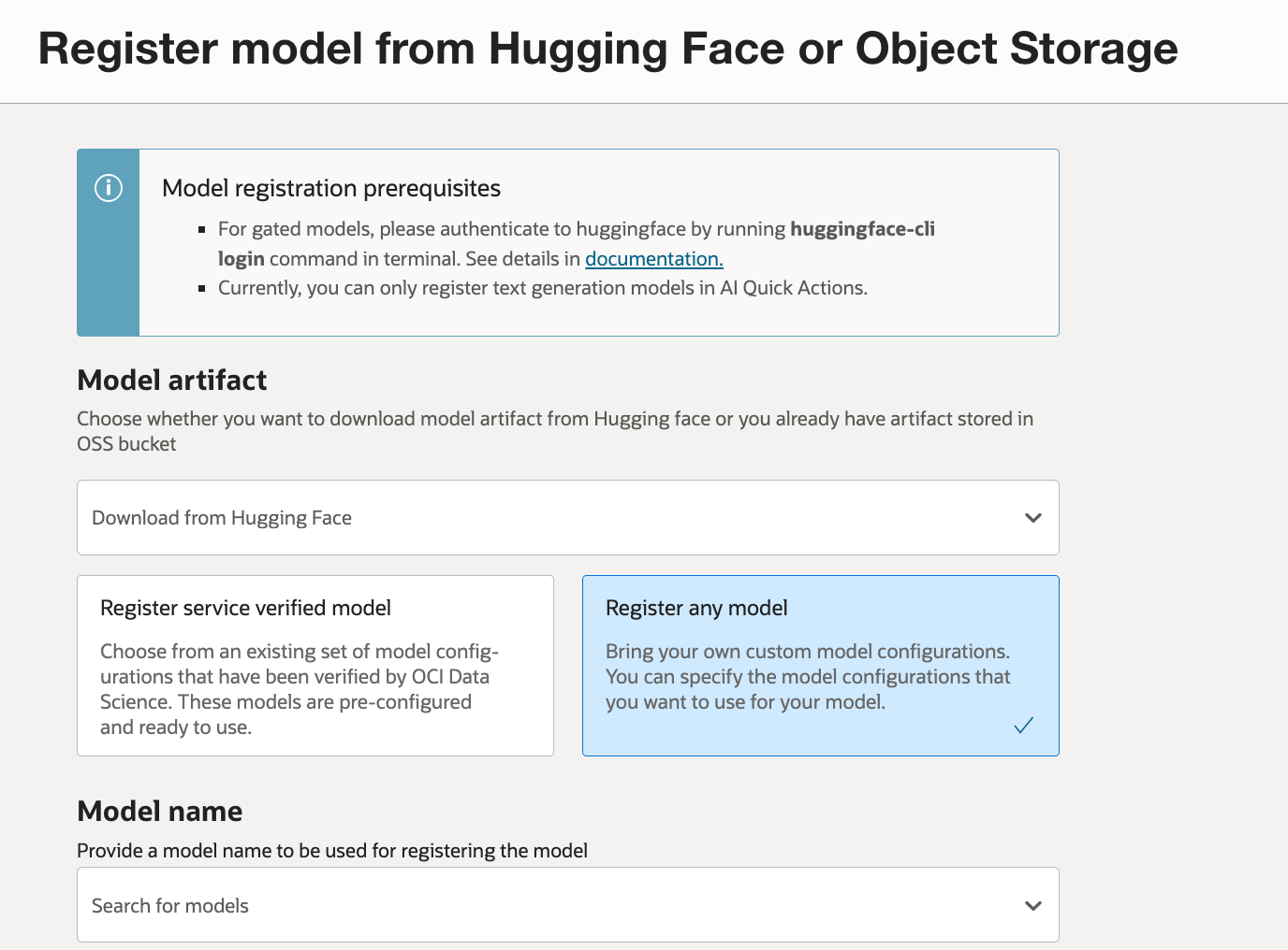 Registering a model from Hugging Face