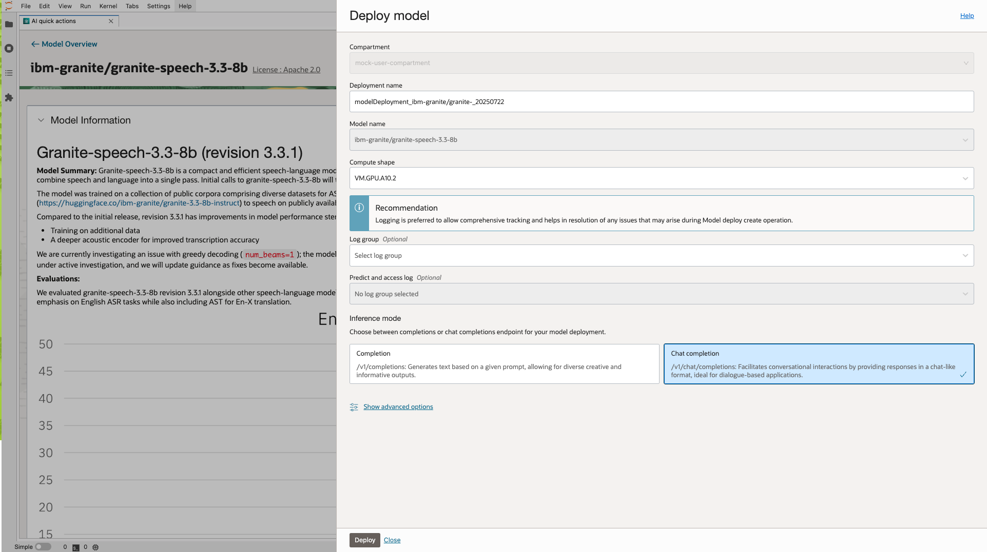 Select Inference mode 