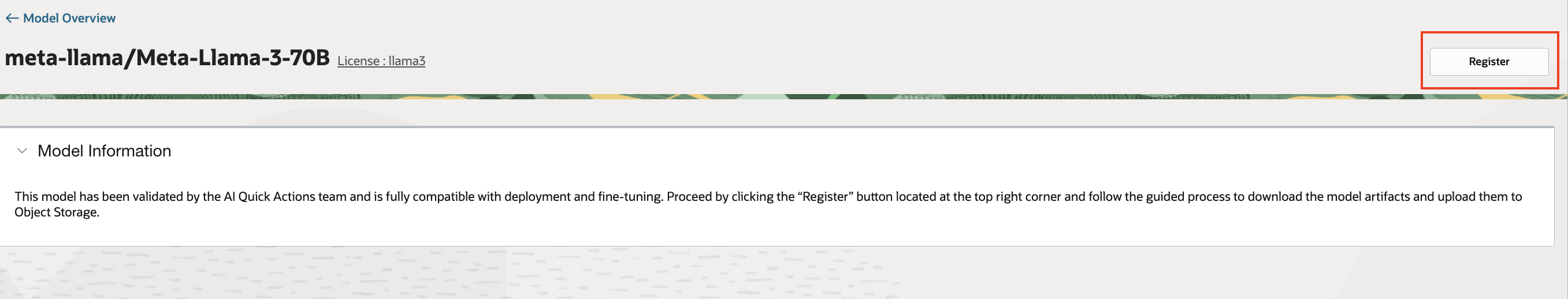 This is the model card with register button.