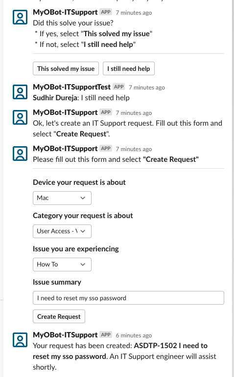 Action buttons are provided to confirm if the issue is resolved or not