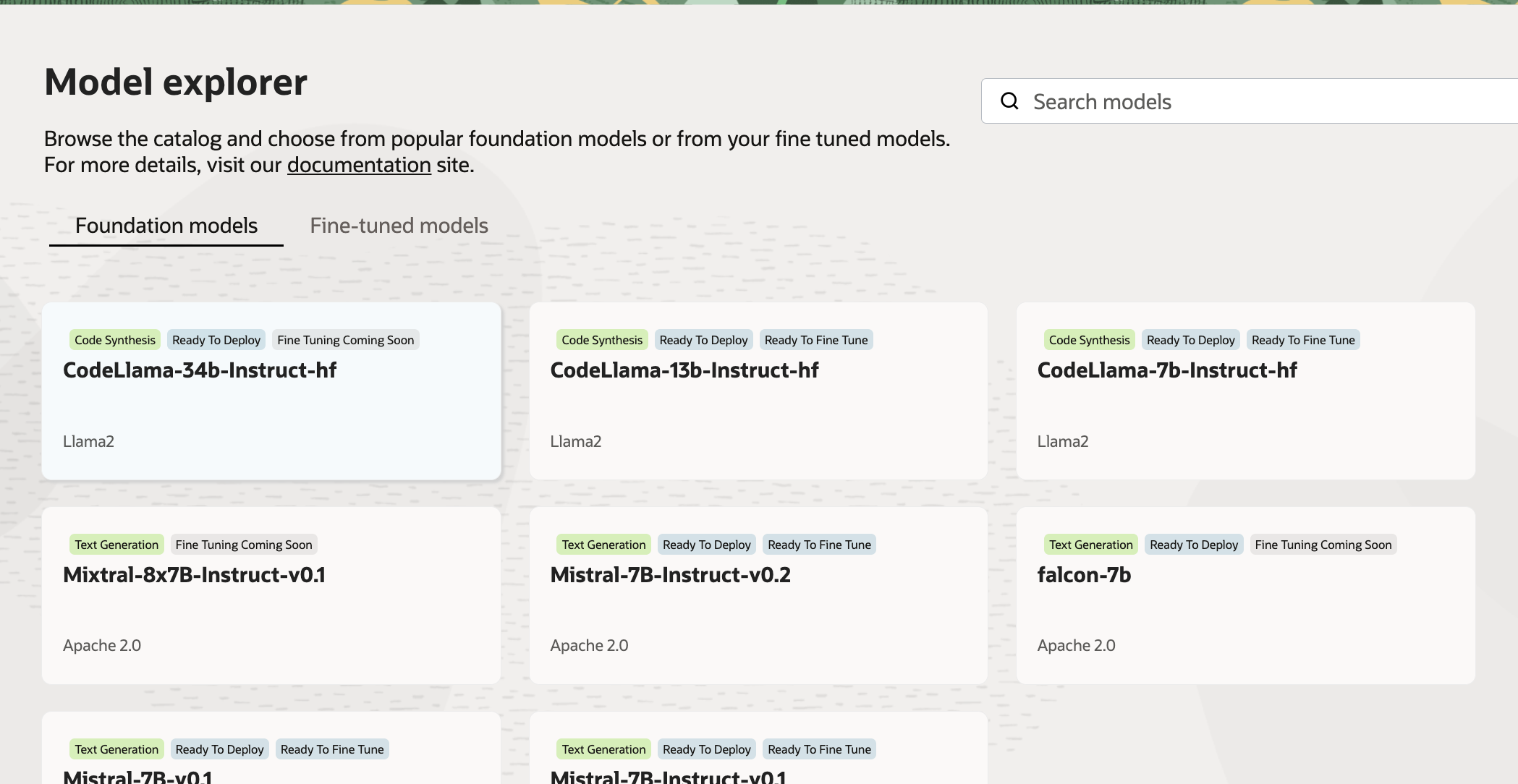 Picture of AI quick actions model explorer
