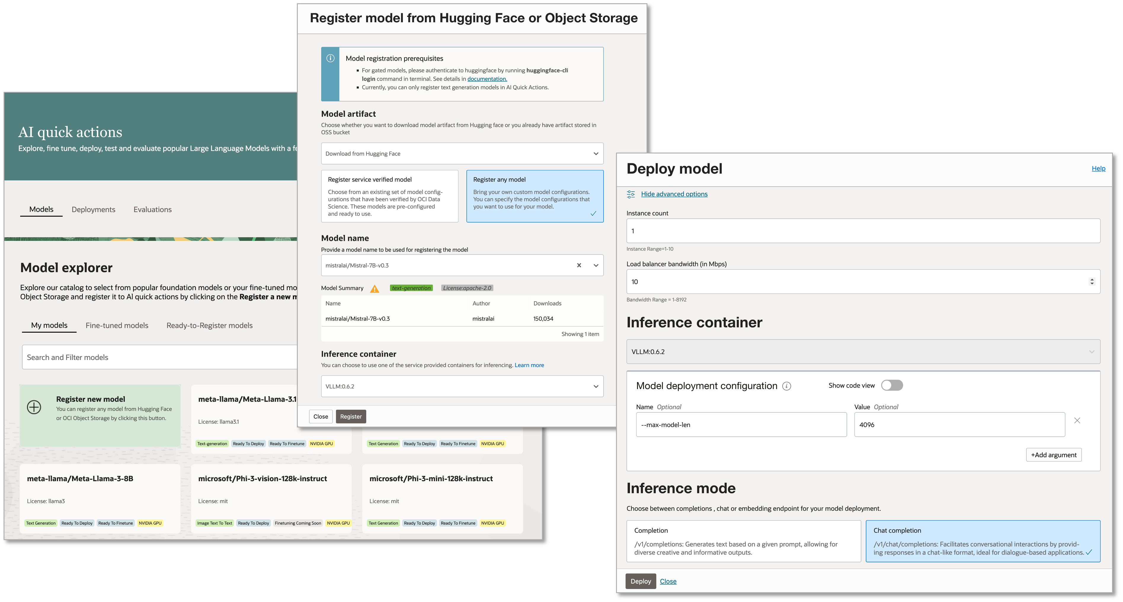 Deploying Chat model with AI Quick Action