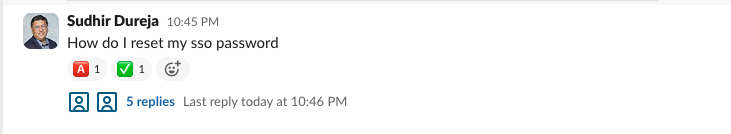 The Slack bot greets the employee.
