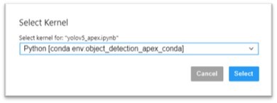 A screenshot showing the "select kernel" panel.