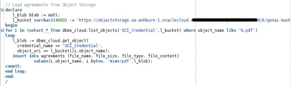 Figure 3: Load documents to Object Storage bucket