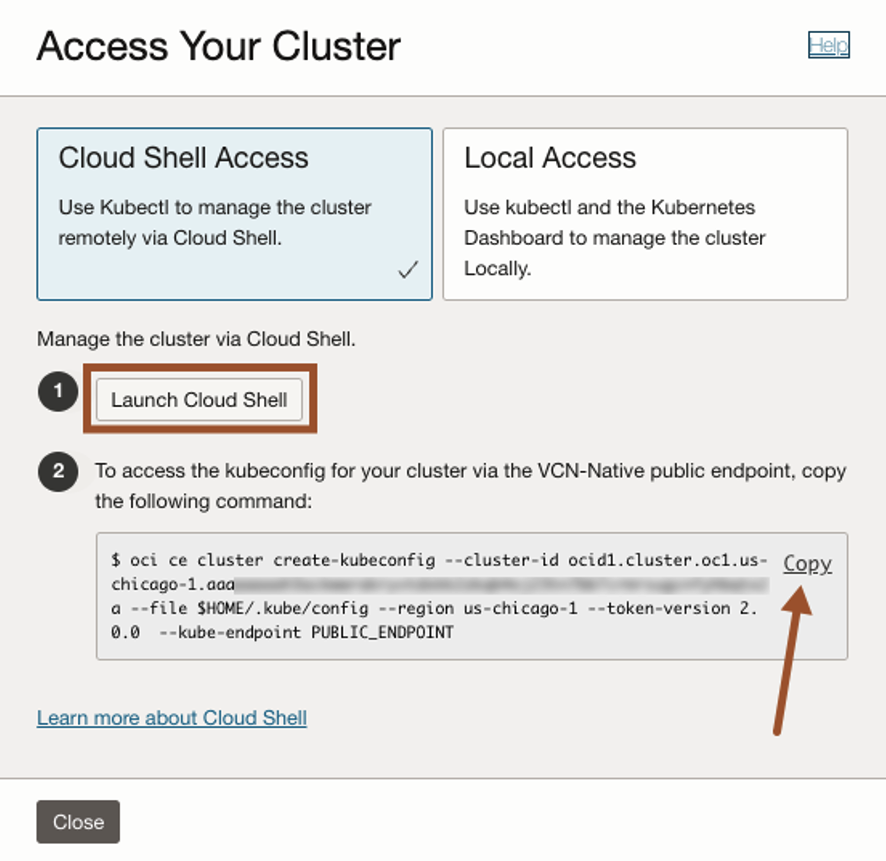 OCI Cloud Console - NIM on OKE - Cluster Access