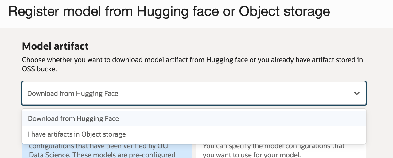 Register a model from Hugging Face or Object Storage.