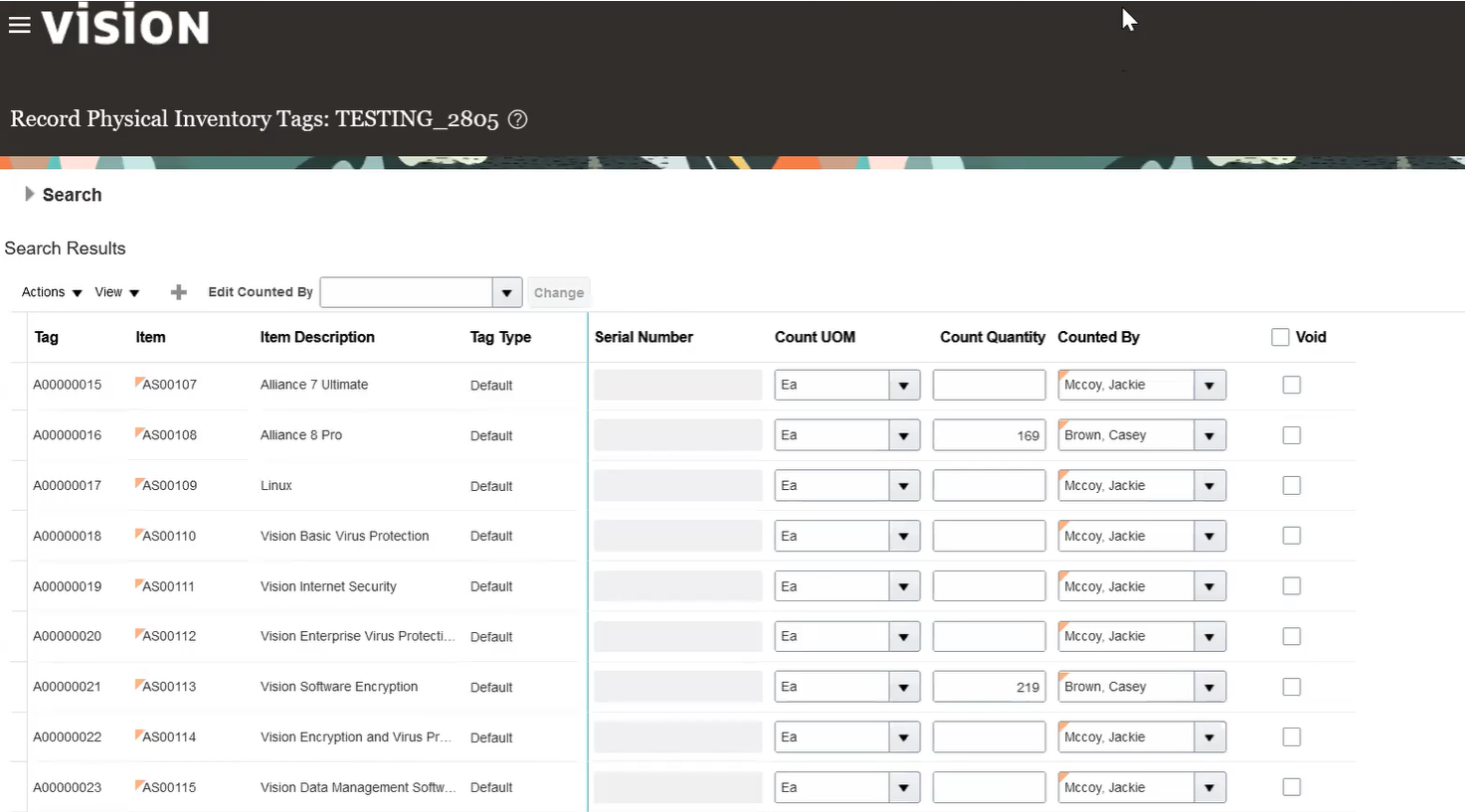 The physical inventory updated in Fusion