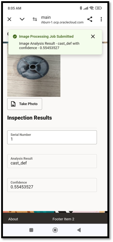 An example application for a visual inspection device’s feed.