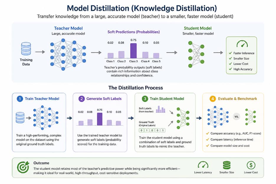 The Image showcases the model distillation overview and the process.