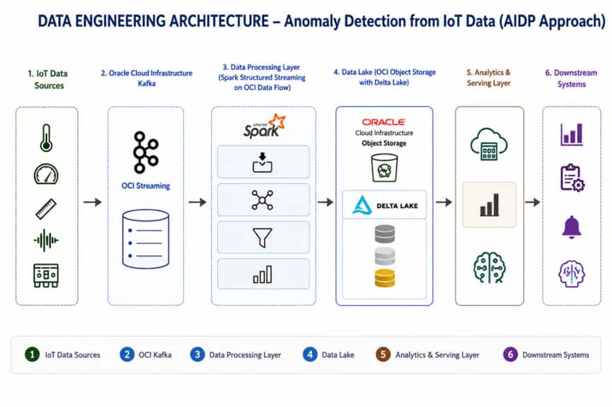 Figure 2. The reference architecture prepares sensor events with Spark, stores curated data, and serves analytics and downstream systems.