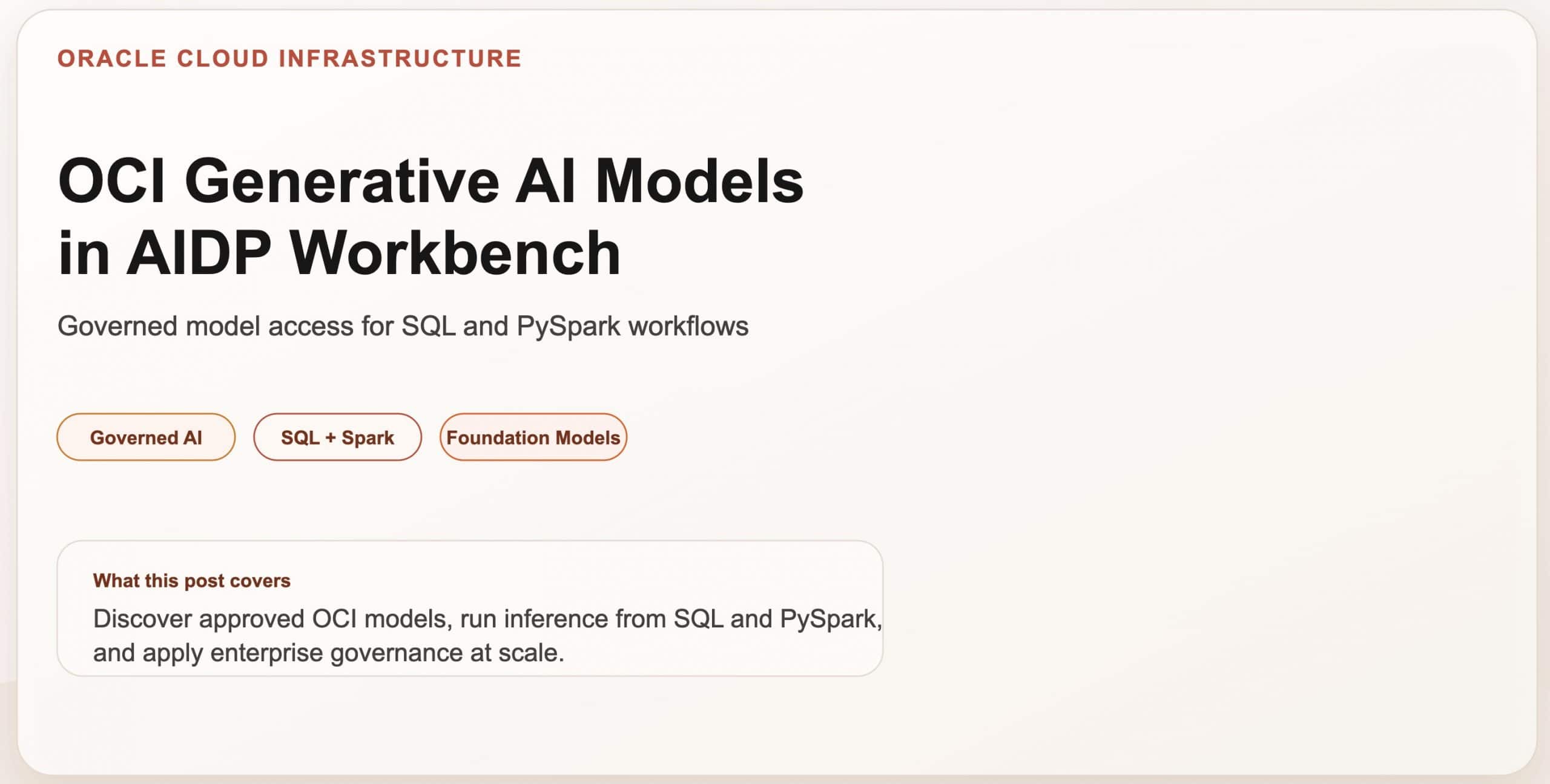 Using Predefined OCI Generative AI models in AI Data Platform Workbench