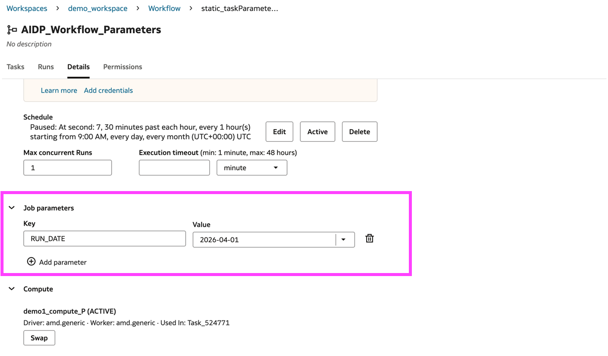 Pass Parameters in Oracle AI Data Platform Workbench | ai-data-platform