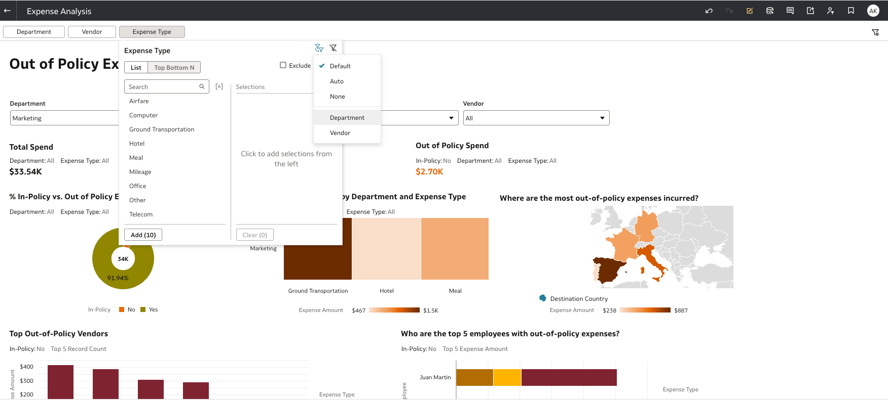 Enhancements to the Limit Values By Setting for Filters in Oracle Analytics