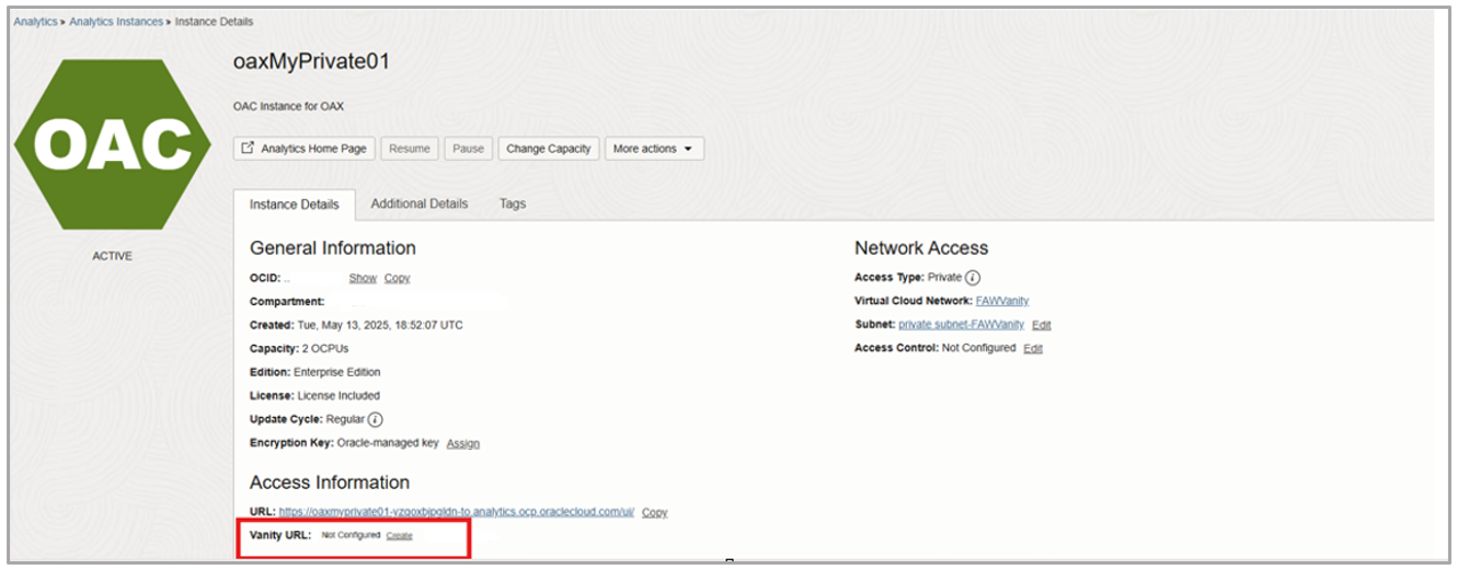 Configuring a Vanity URL for Oracle Analytics Cloud in Oracle Fusion Data Intelligence (FDI)