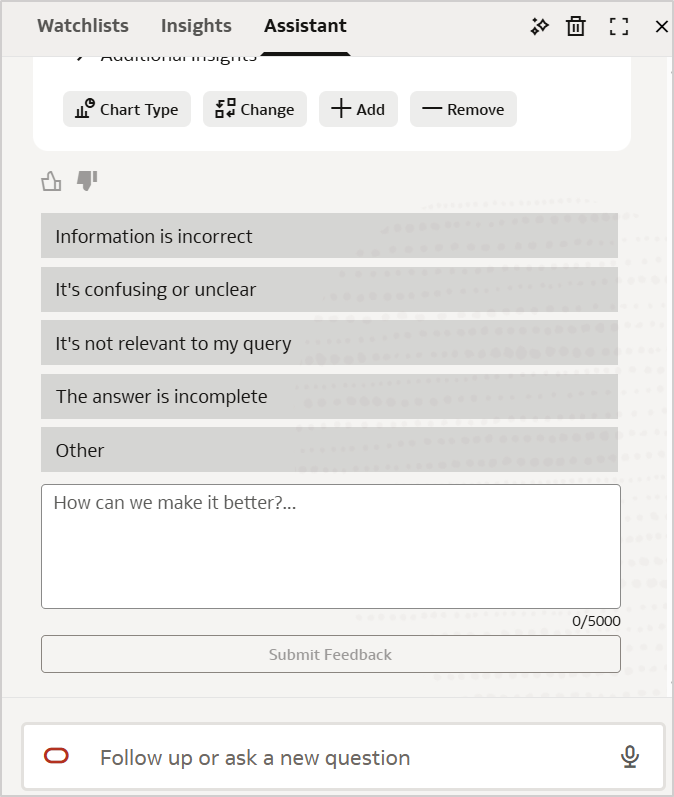 Figure 1: AI Assistant feedback options