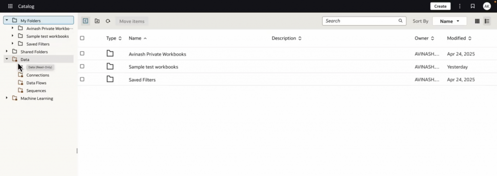 Unified catalog folders