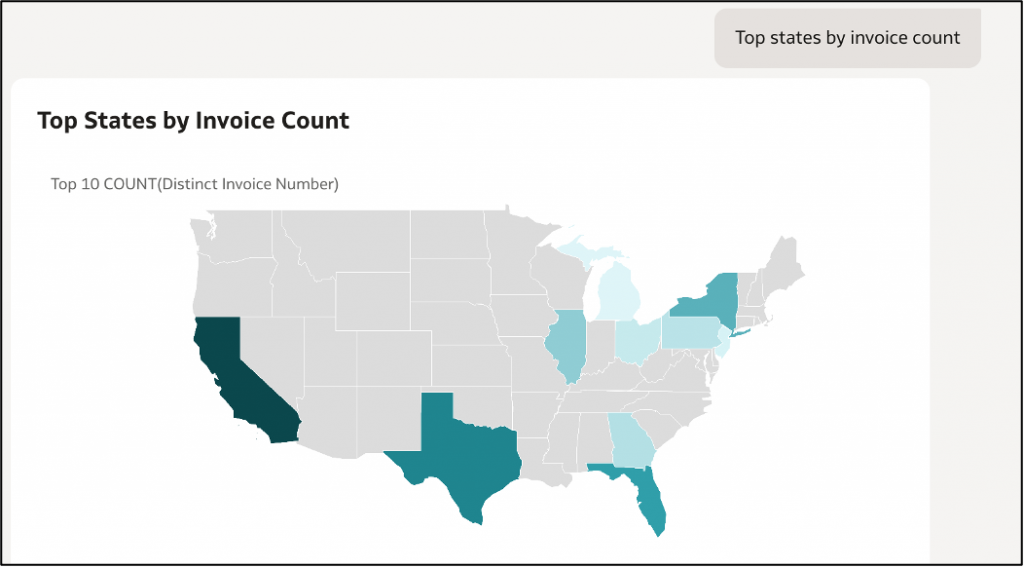 Top states by Invoice count - by default showing 10 states