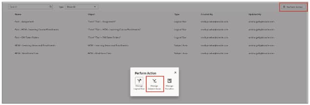 Manage Subject Areas