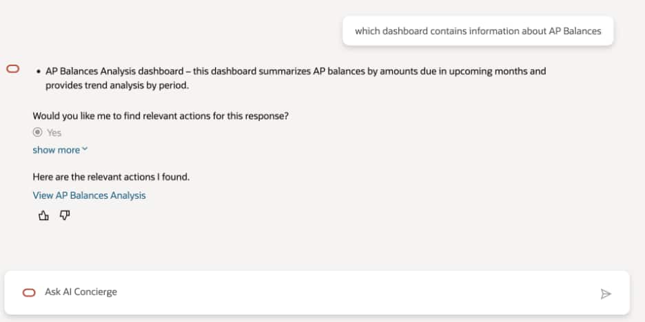 FDI non-admin users can ask direct questions to AI Concierge about where specific information is available.