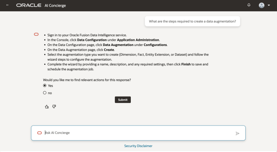 AI Concierge can provide step-by-step guidance for creating a data augmentation.