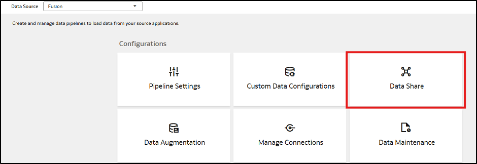 Open Data Share under Data Configurations